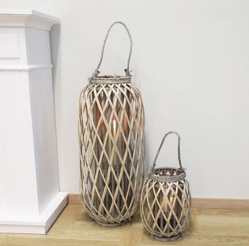 Preview: Bambus Laterne mit Windlicht natur - 4 Größen -